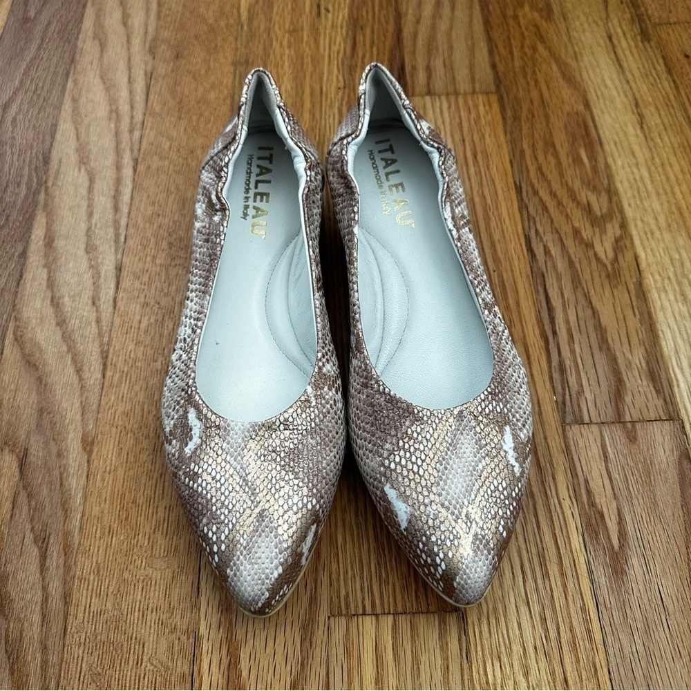 ITALEAU Handmade in Italy Leather Ballet Pointy Flats Women’s Size 37